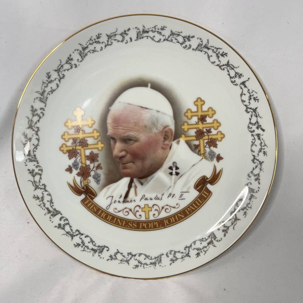 Pope John Paul II Plate Hunnisett & Edmonds Collector Plate 22k Gold Trim Canada